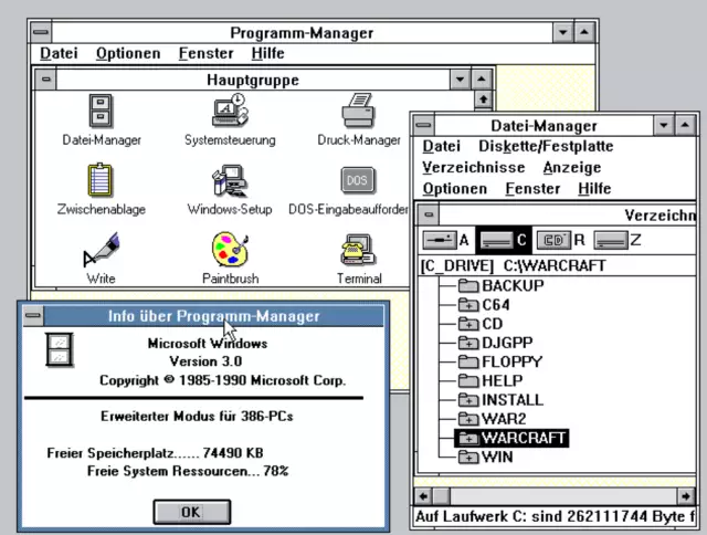 "Screenshot WINDOWS 3.0 1985-1990"